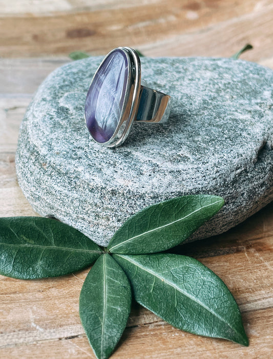 Chevron Amethyst Ring (size 7)