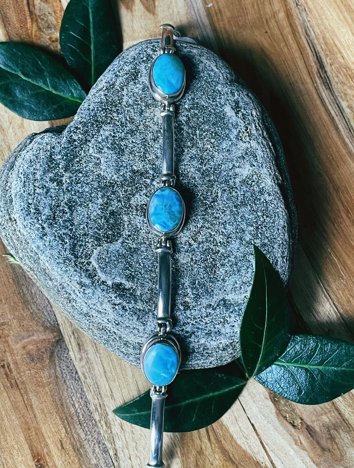 Tri-Stone Larimar Bracelet