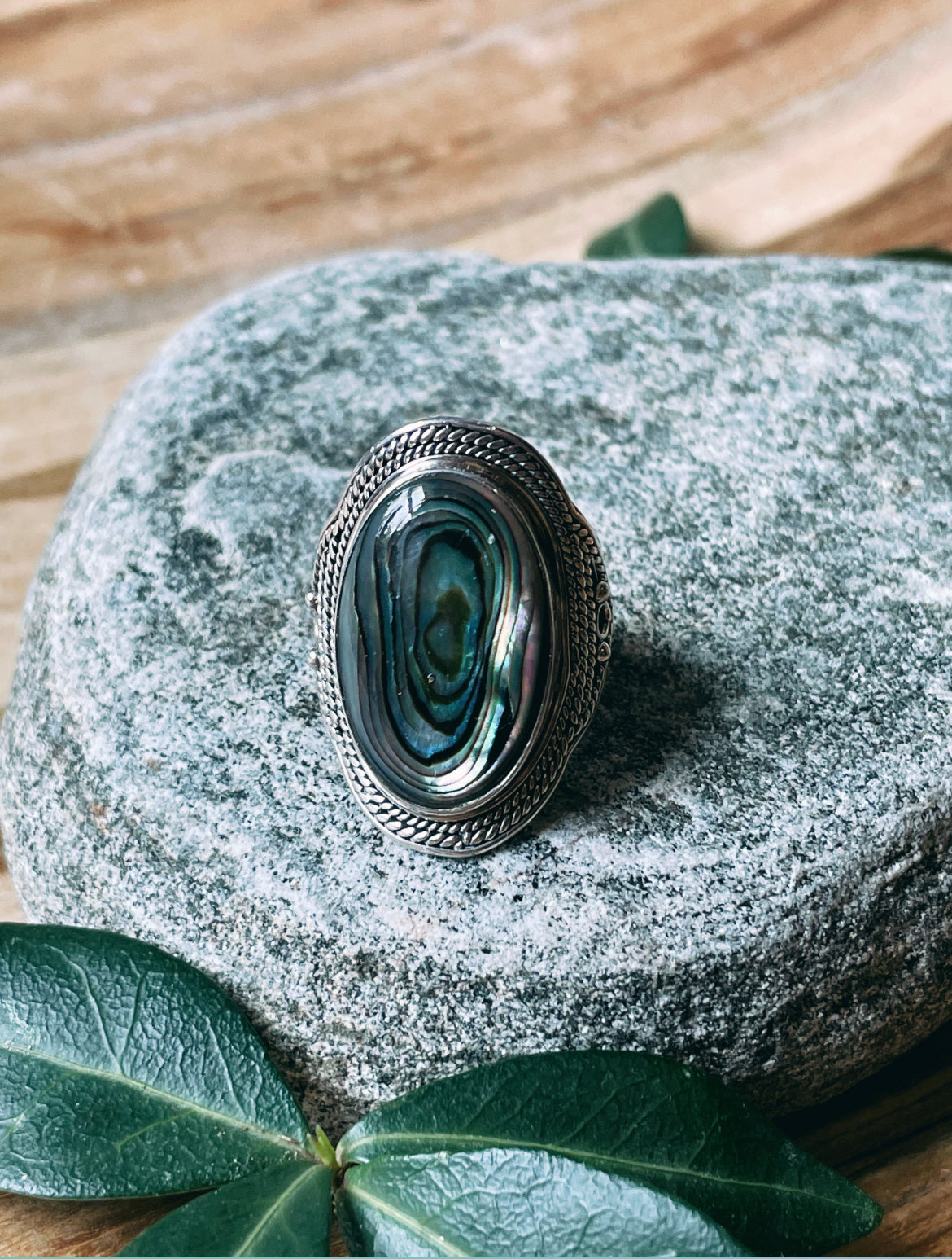 Spiral of Peace Abalone Ring