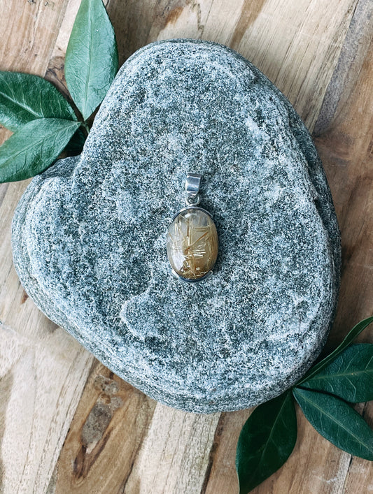 Rutilated Quartz Pendant - Petite Oval