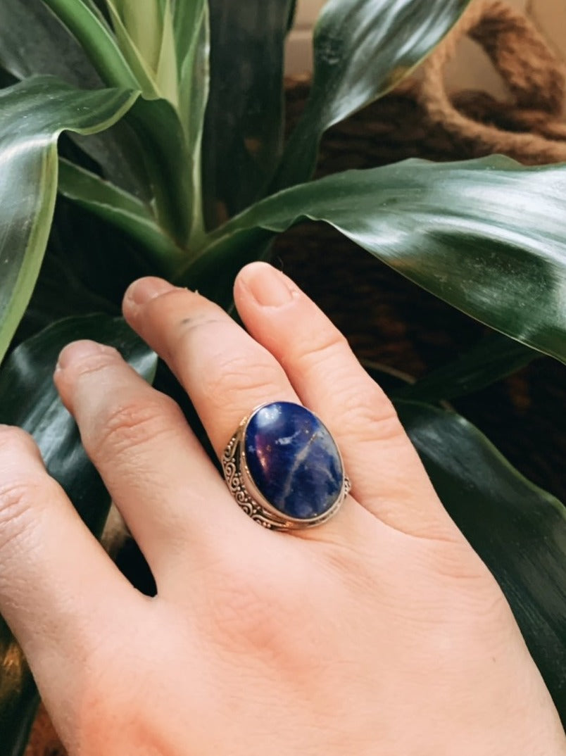 Cloudy Skies Lapis Ring (size 6)