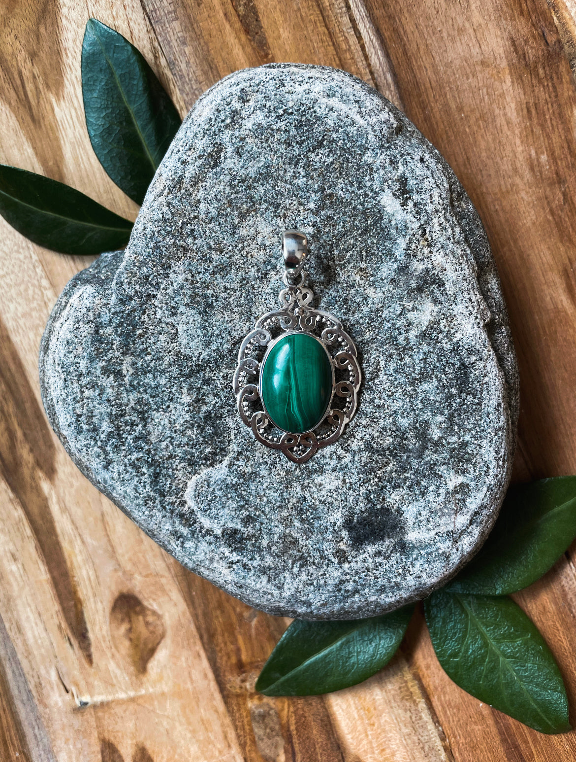 Petite Oval Malachite Pendant