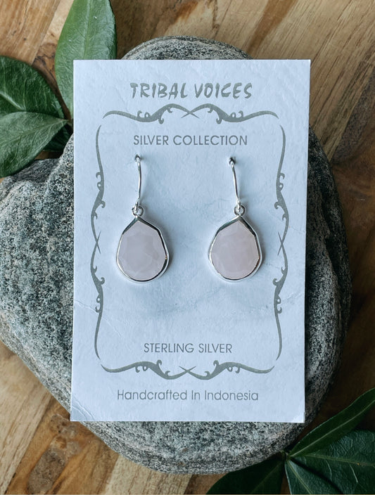 Rose Quartz - Faceted Tear Dangles