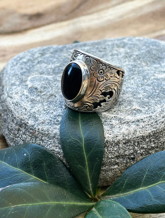 Wiccan Goddess Onyx Ring